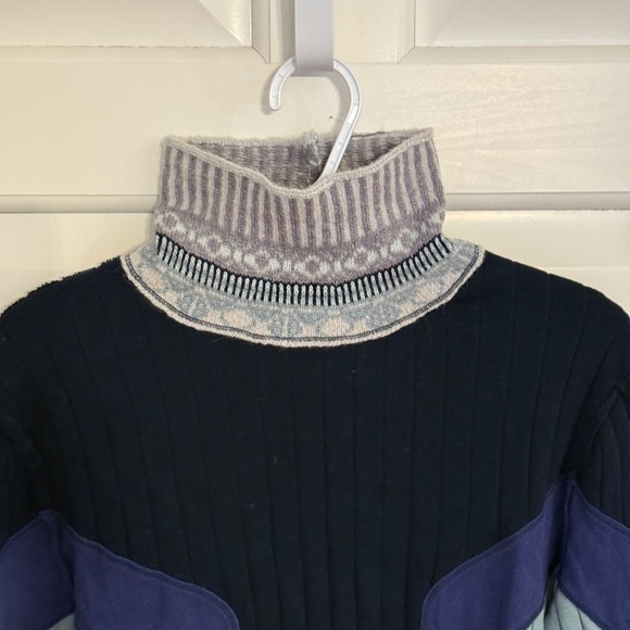 Free People Navy and Gray Cowl Neck Sweater - Picture 2 of 8
